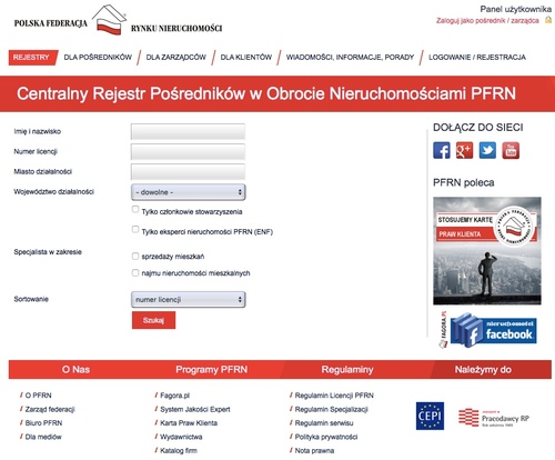 centralny rejestr Polska Federacja Rynku Nieruchomości 